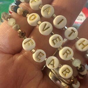 Altar'd State White and Gold Beaded Bracelet Set